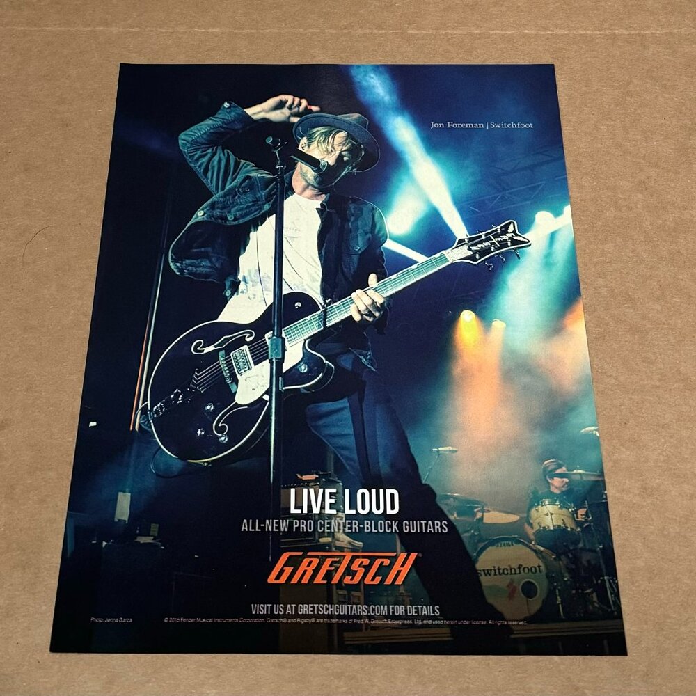 Jon Foreman of Switchfoot - Gretsch Guitars - 2015 Print Advertisement